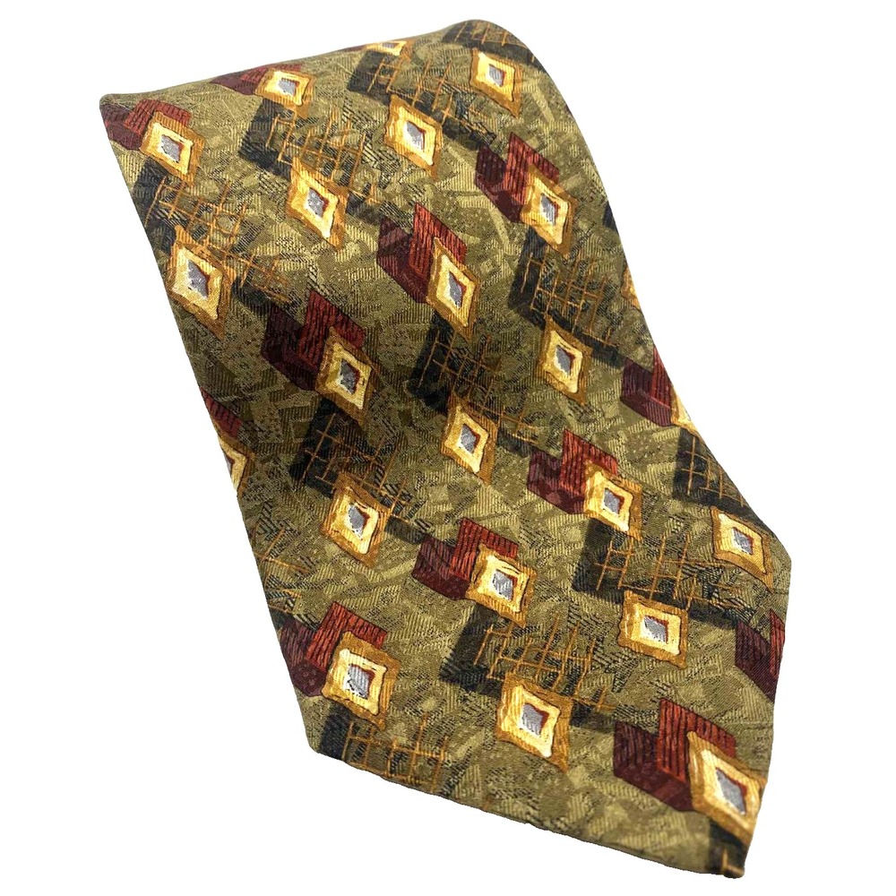 ROBERT TALBOTT Men's 100% Silk Necktie USA Designer Geometric Multicolor preppy